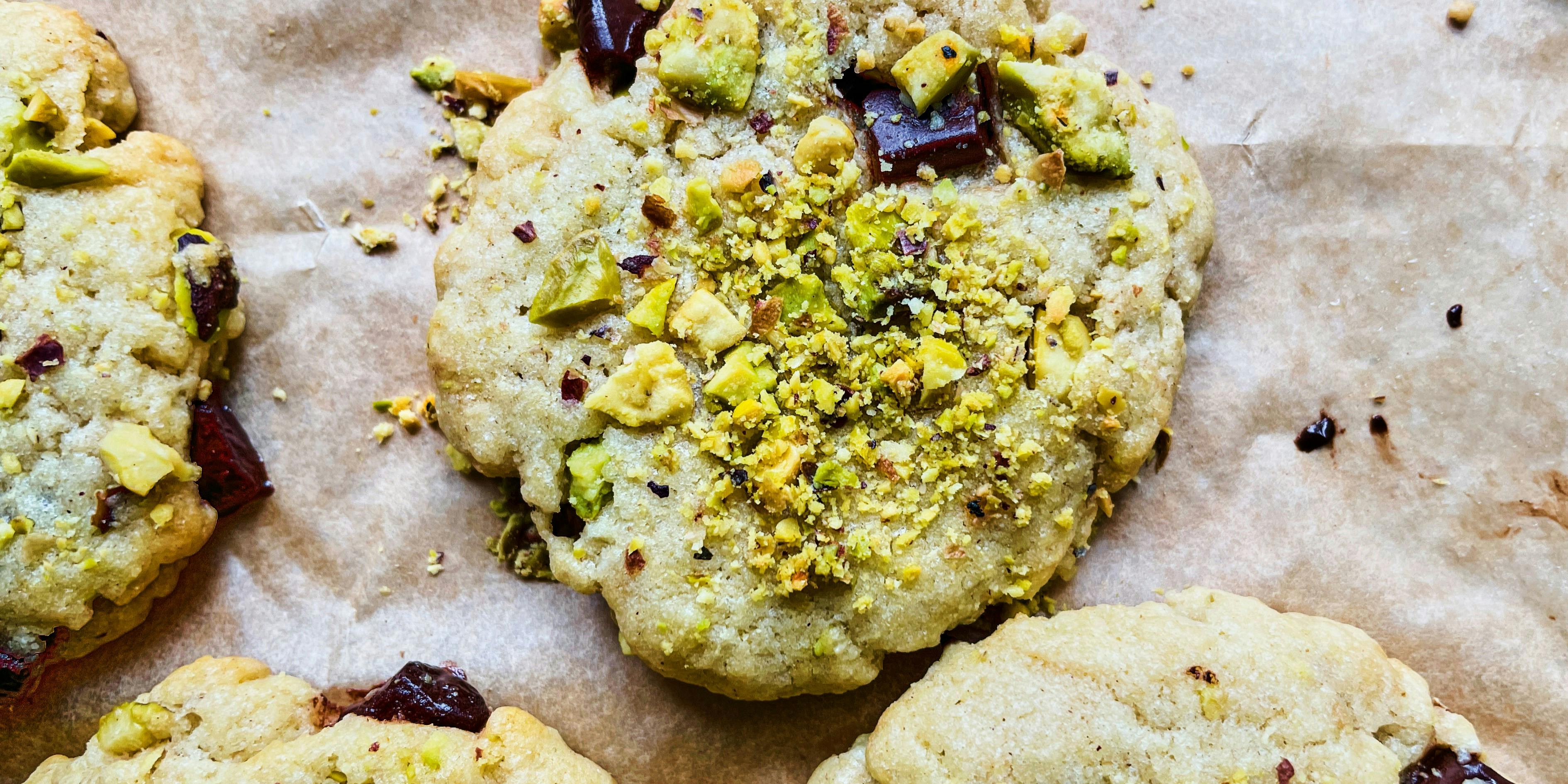 Choc chip & pistachio cookies Penguin Books Australia