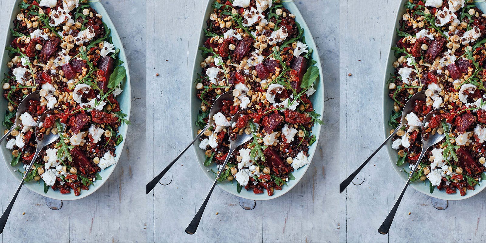 Beetroot, lentil and goat’s cheese salad