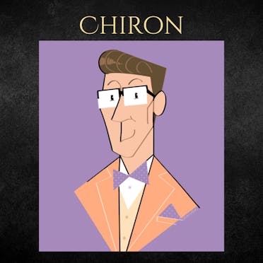 A character card showing fan art of Chiron from Percy Jackson.
