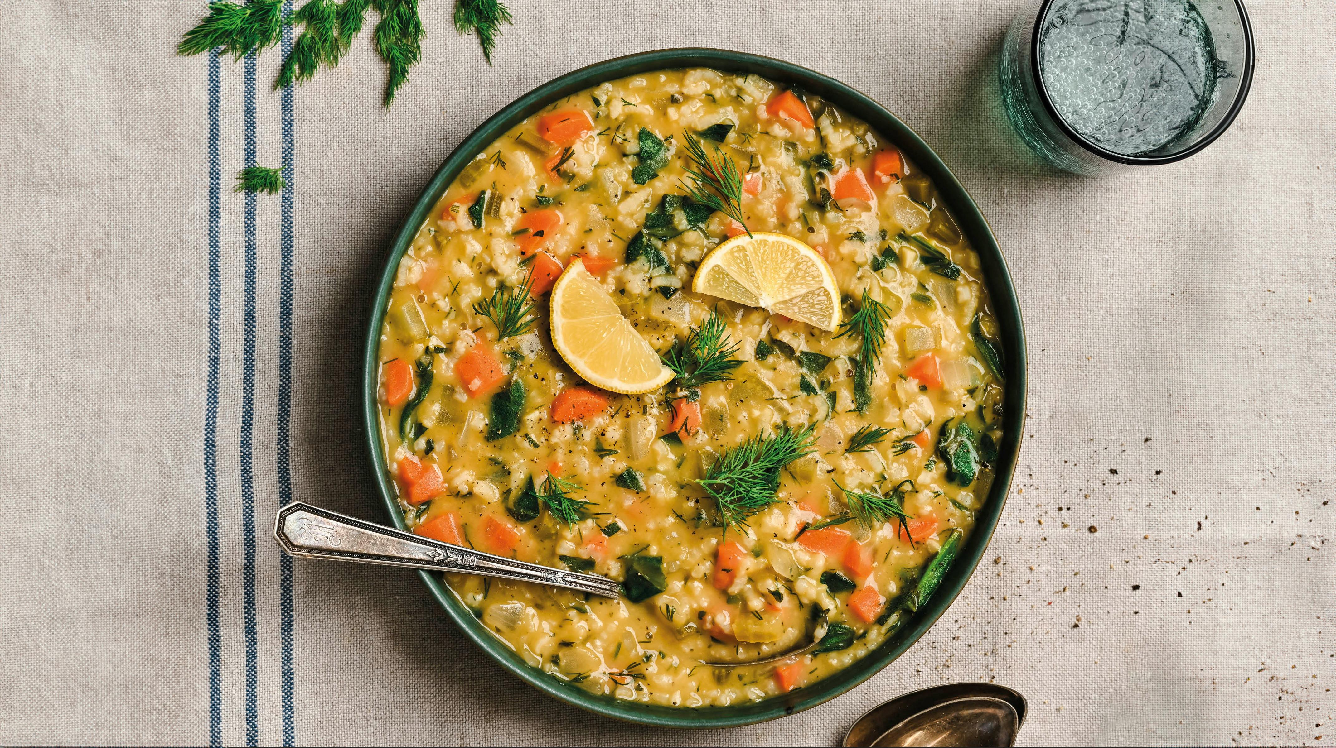Creamy lemon rice soup