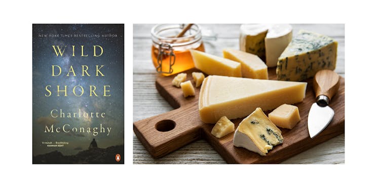 Wild Dark Shore and cheese and crackers
