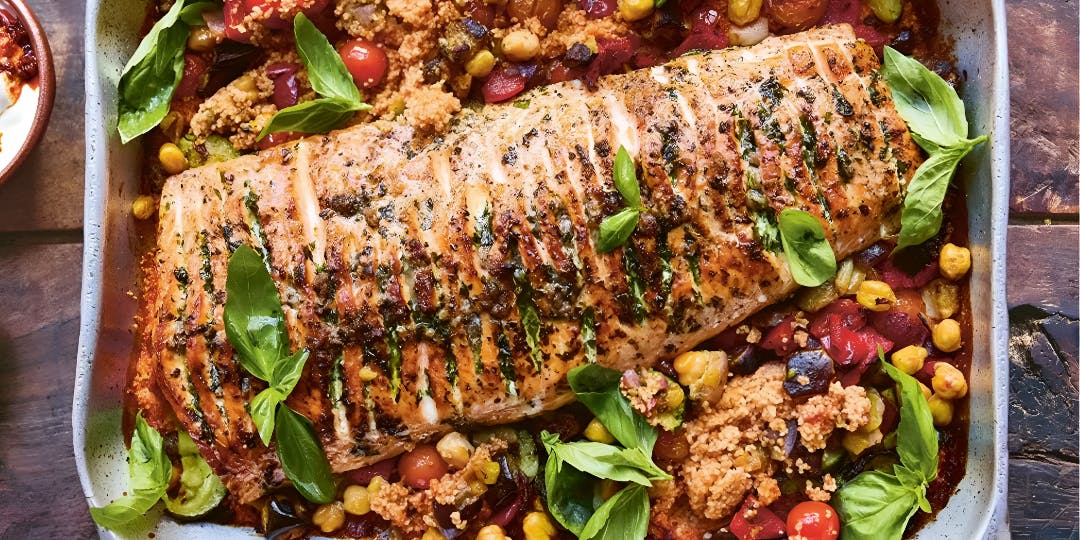 Jamie Oliver’s Golden Hasselback Salmon