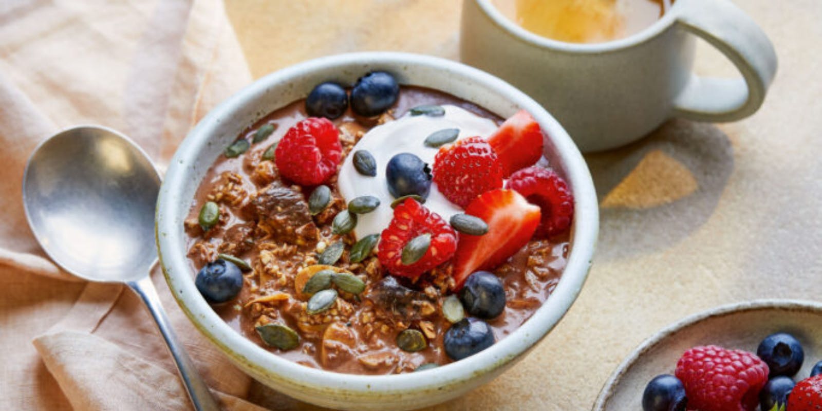 Overnight Protein Porridge with Cinnamon, Turmeric and Cacao