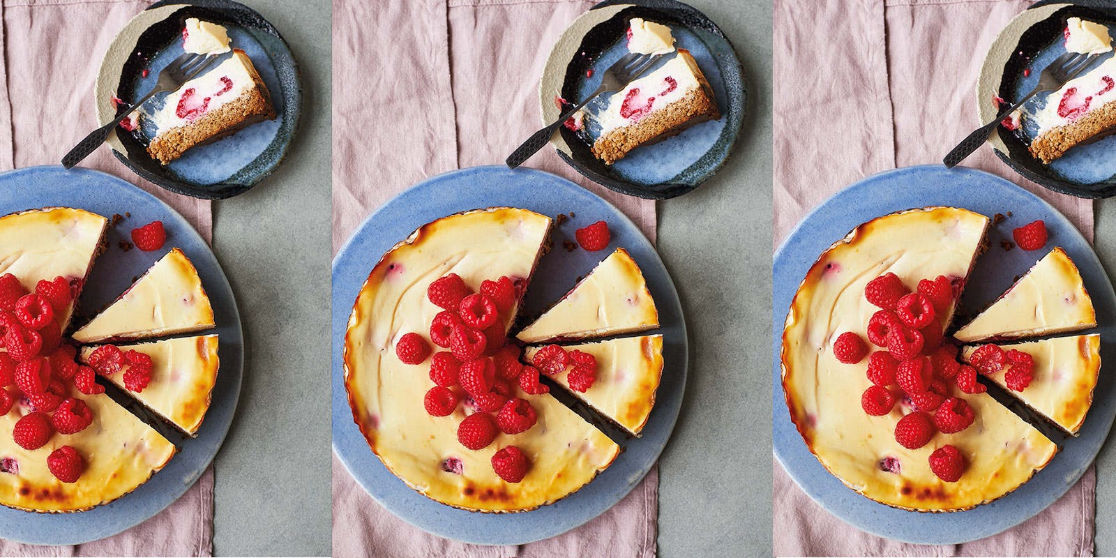 Raspberry and lemon ricotta baked cheesecake