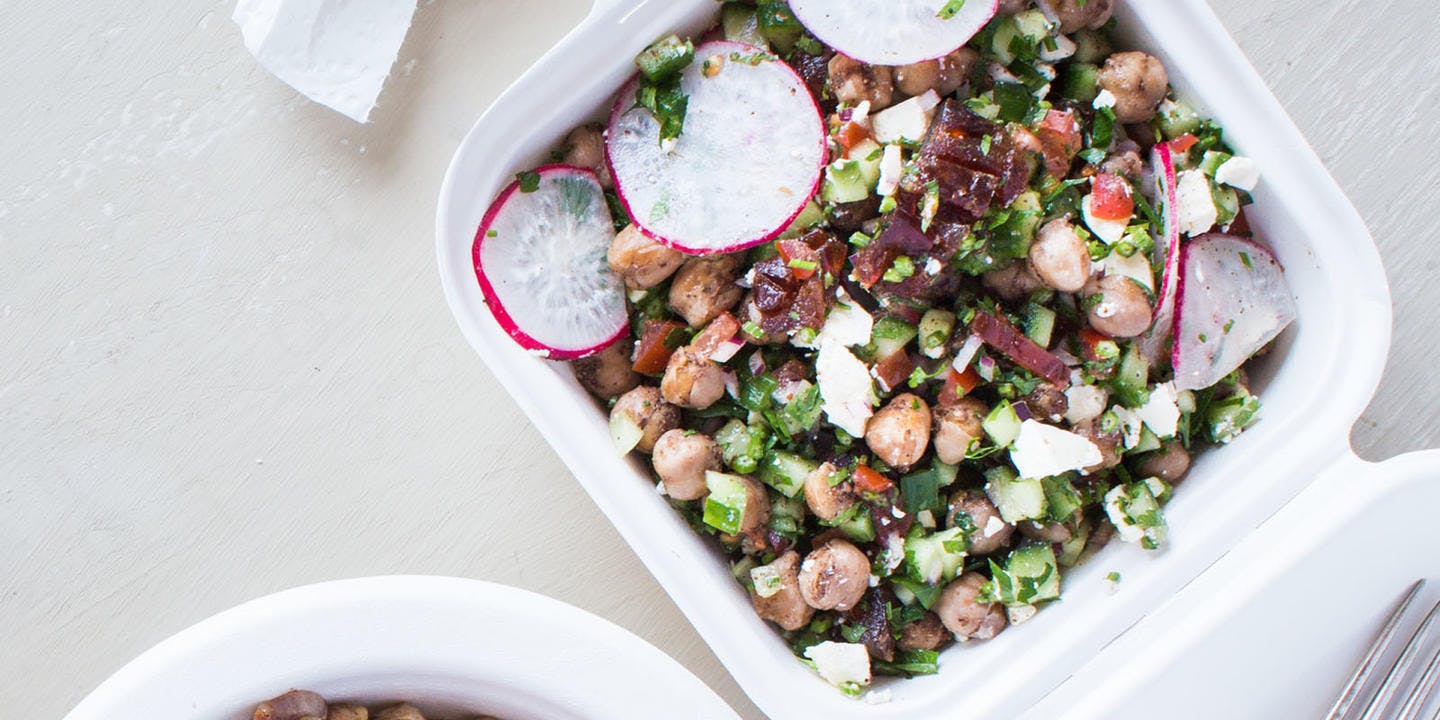 Spiced chickpea, date and feta salad