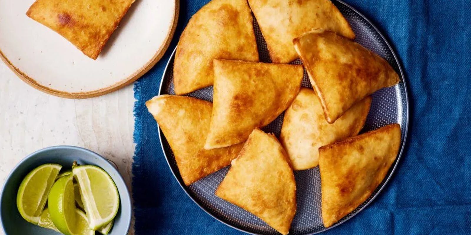 Spicy Potato and Sweetcorn Tortilla Samosas