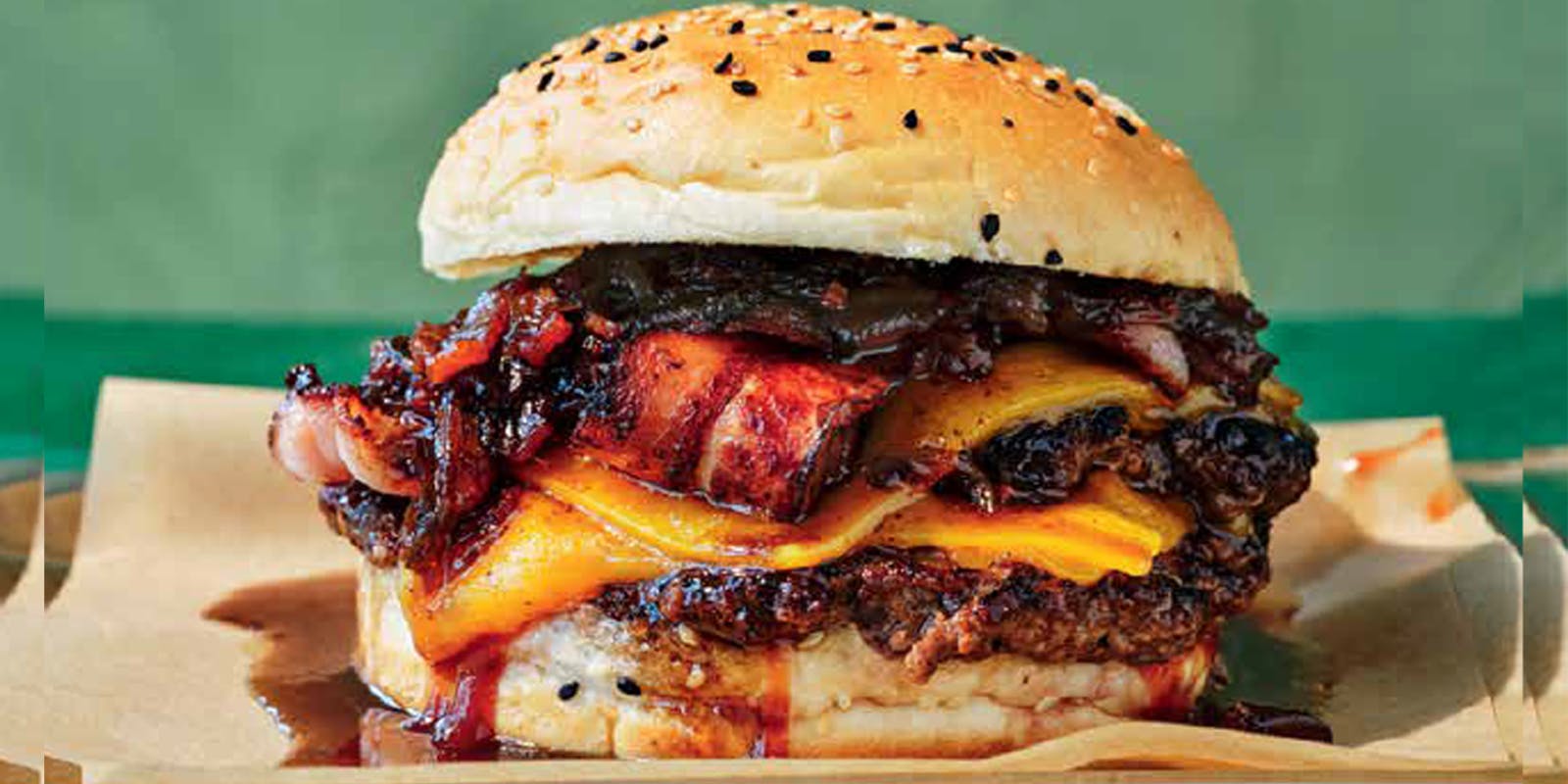 Barbecue beef and bacon burger